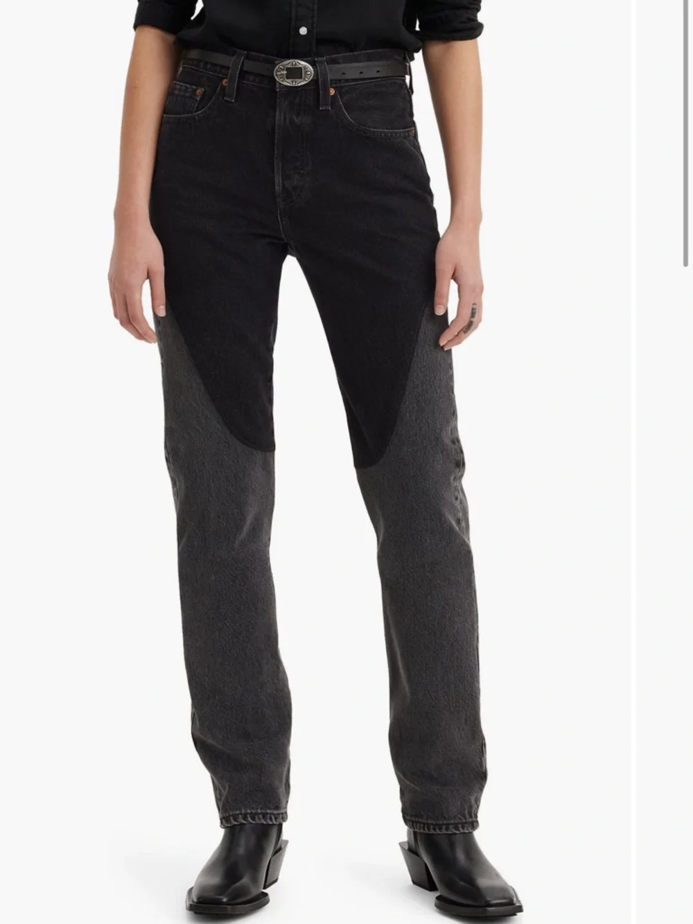 Women’s Levi’s 501 Original Chaps Black& Gray Off To The‎ Ranch Denim Jeans